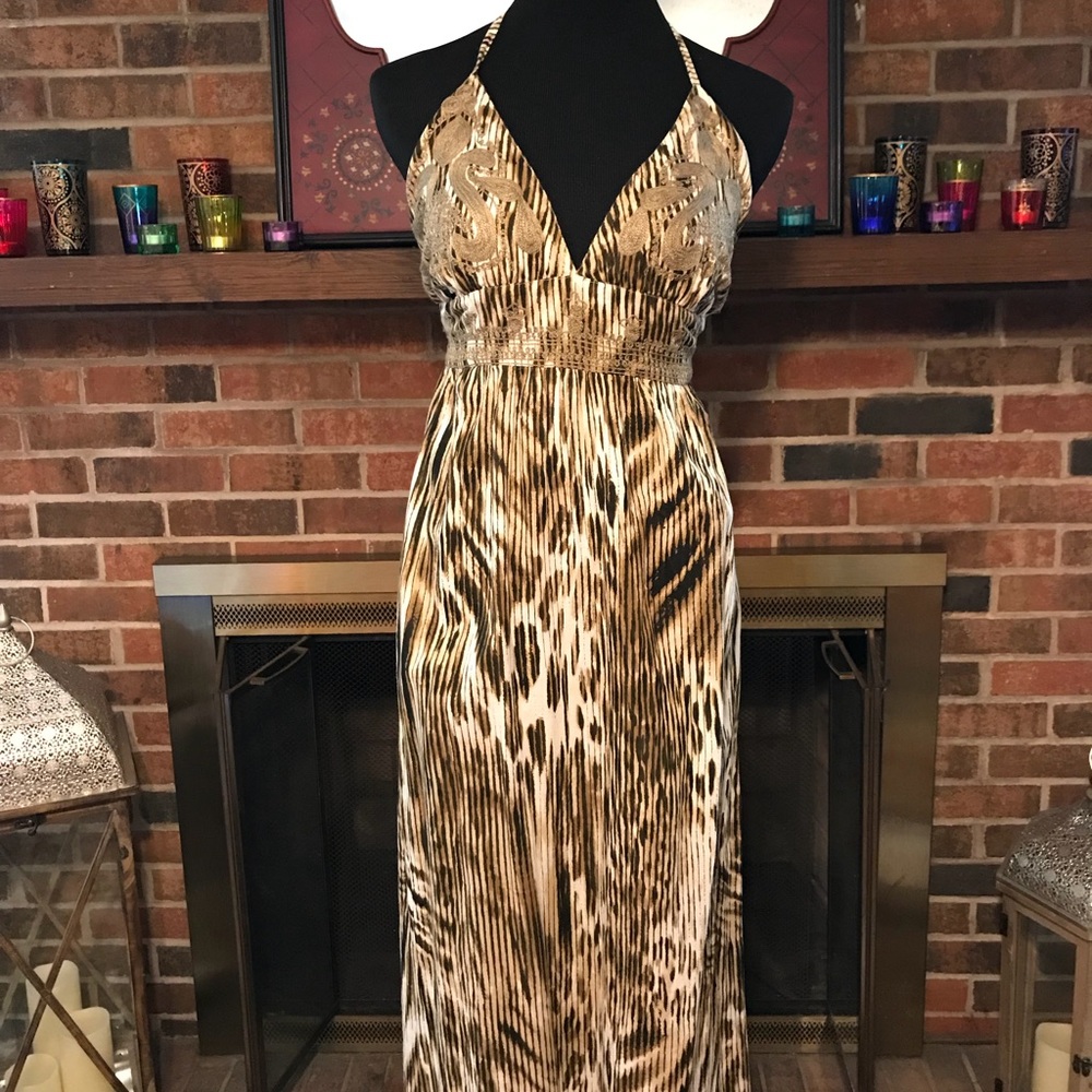 🍀Lucky Brand embroidered animal print maxi🍀